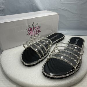 Olivia Miller Sparkle Rhinestone Sandal, Black, Women Size 10 Item#826